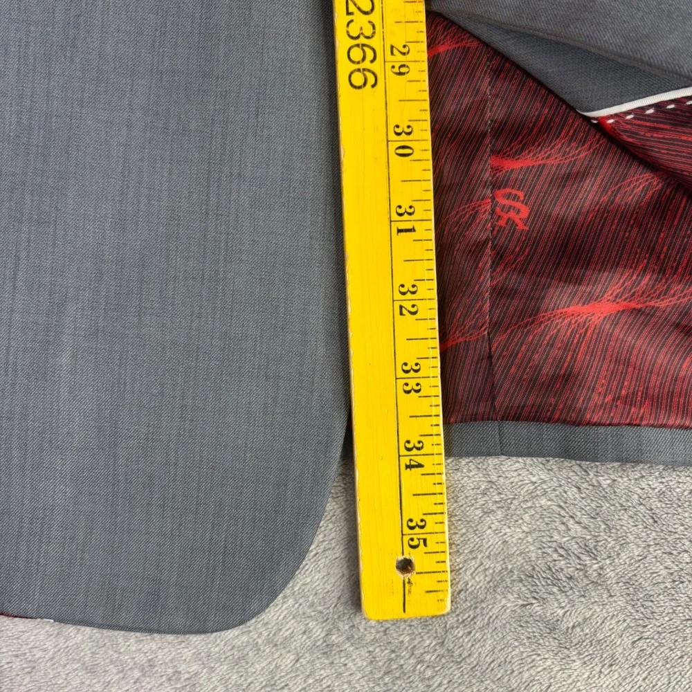 Stacy Adams Blazer‎ Mens 44R Grey 4-Button Peak Lapel Superlative 150s Lining